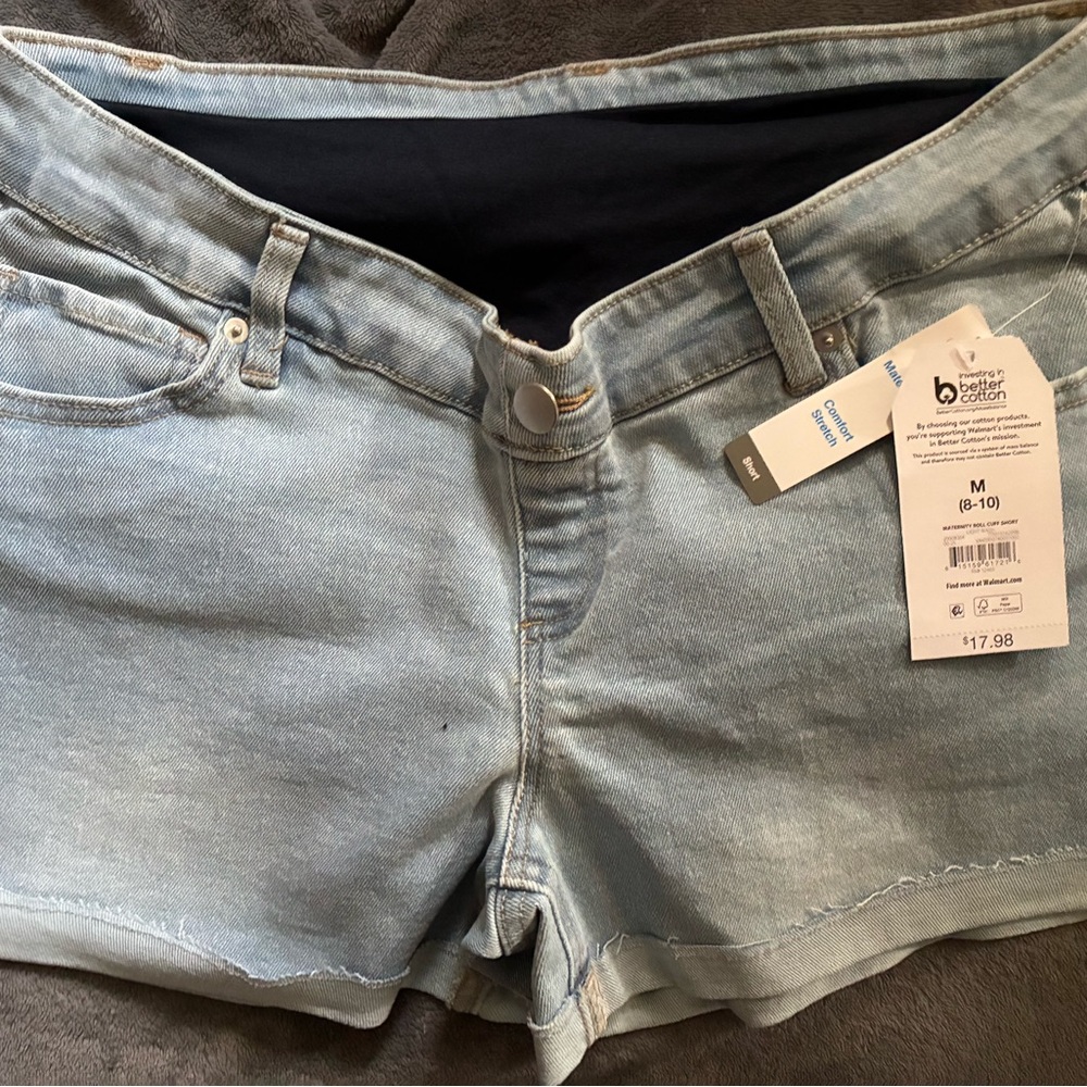 Women's Maternity Light Wash Denim Shorts